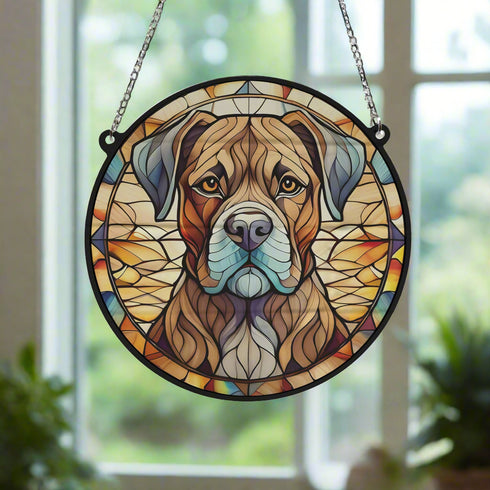 Boxer Brindle Stained Glass Effect Suncatcher
